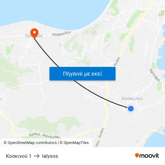 Κοσκινού 1 to Ialysos map