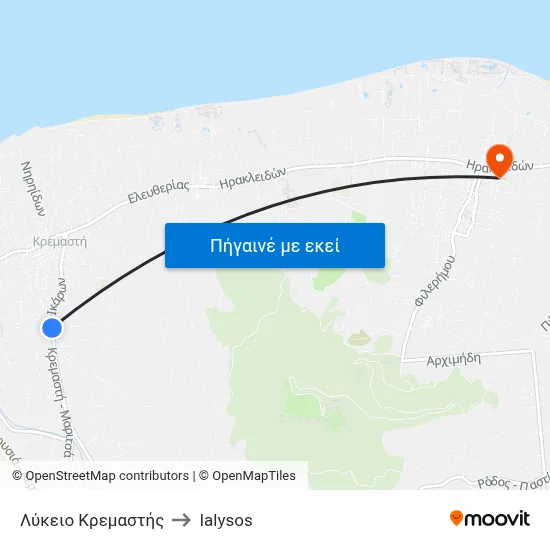Λύκειο Κρεμαστής to Ialysos map