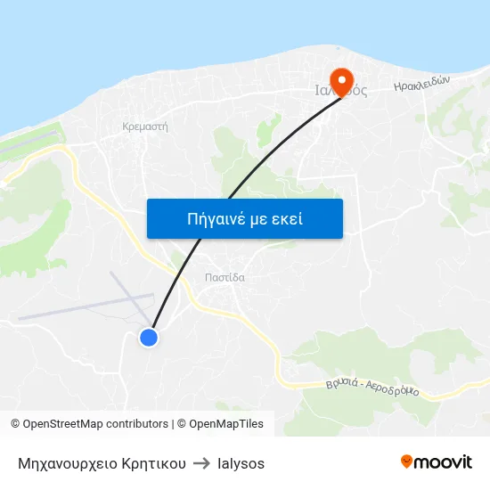 Μηχανουρχειο Κρητικου to Ialysos map