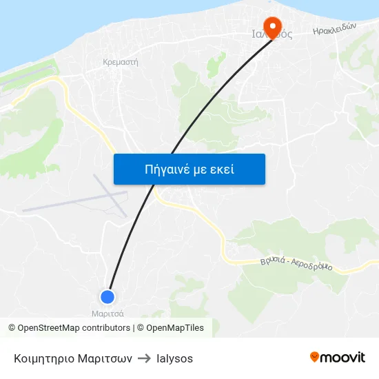Κοιμητηριο Μαριτσων to Ialysos map