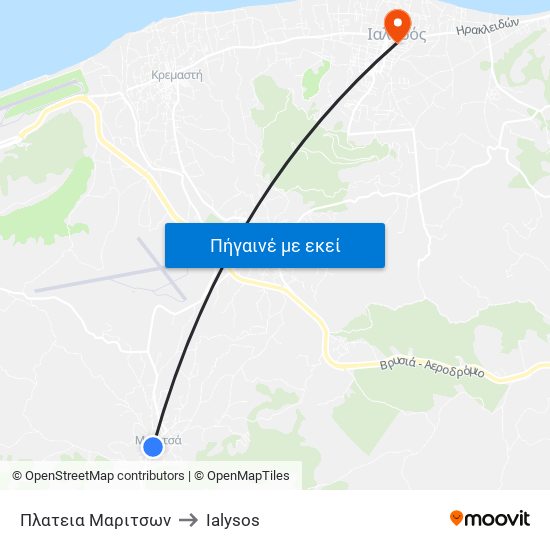 Πλατεια Μαριτσων to Ialysos map