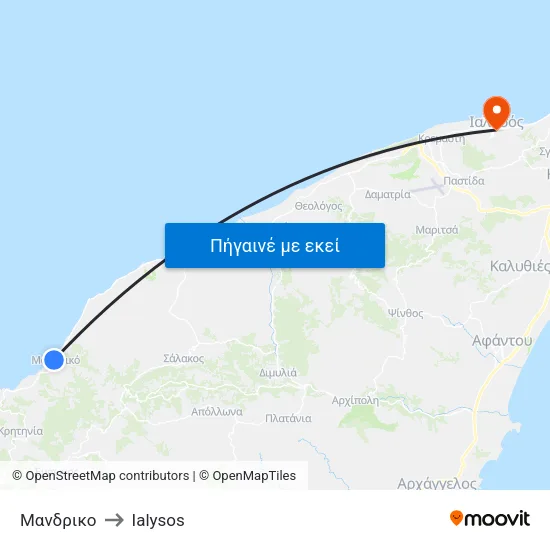 Μανδρικο to Ialysos map