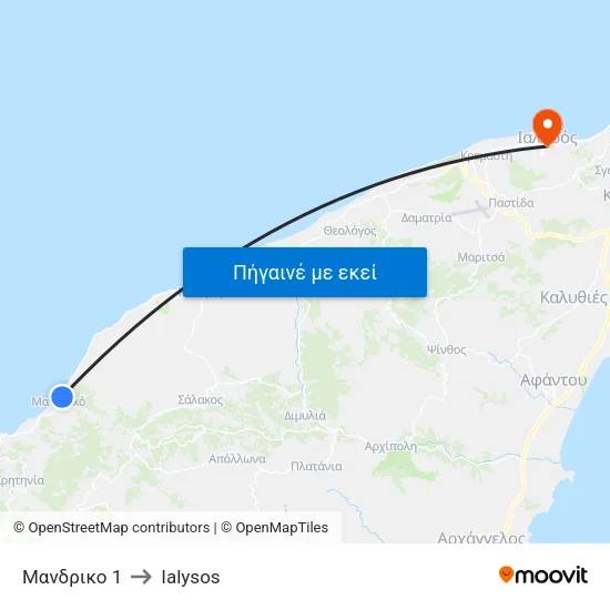 Μανδρικο 1 to Ialysos map