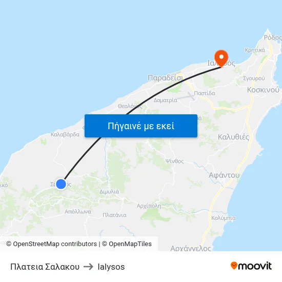 Πλατεια Σαλακου to Ialysos map