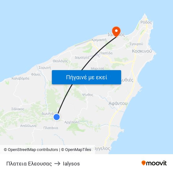 Πλατεια Ελεουσας to Ialysos map