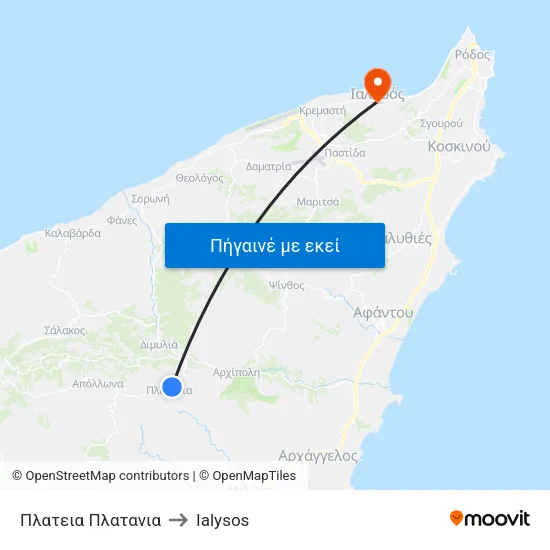 Πλατεια Πλατανια to Ialysos map
