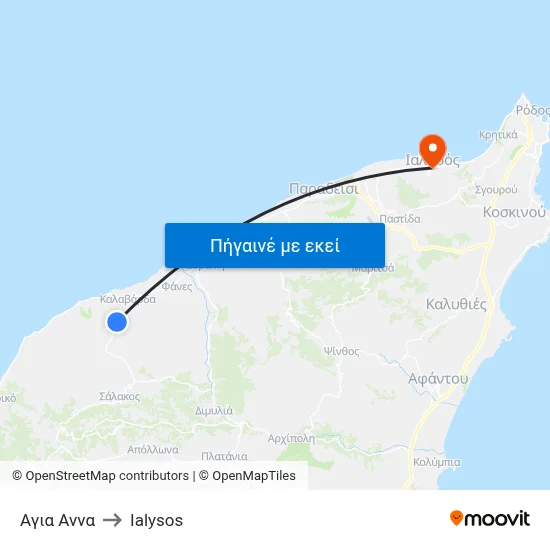 Αγια Αννα to Ialysos map