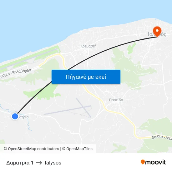 Δαματρια 1 to Ialysos map