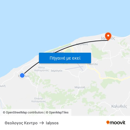 Θεολογος Κεντρο to Ialysos map