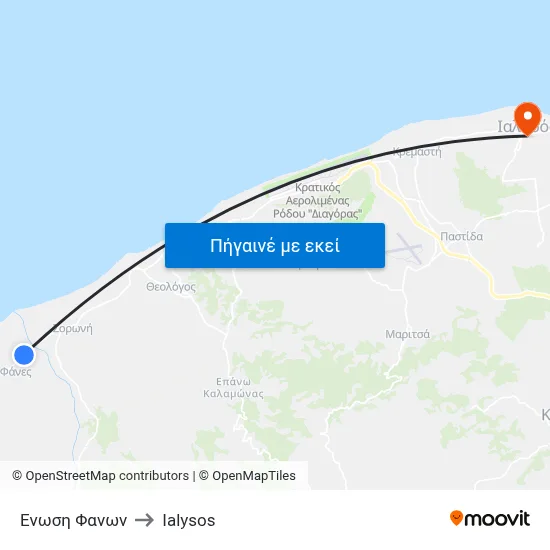 Ενωση Φανων to Ialysos map