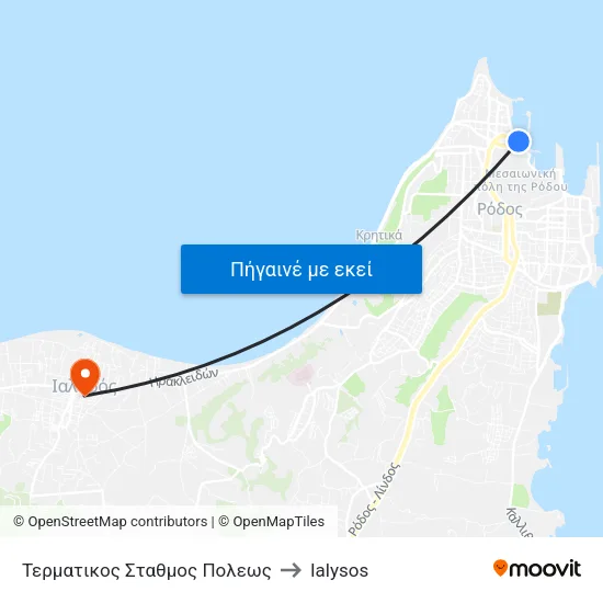 Τερματικος Σταθμος Πολεως to Ialysos map