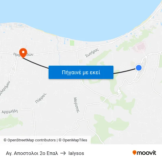 Αγ. Αποστολοι 2ο Επαλ to Ialysos map