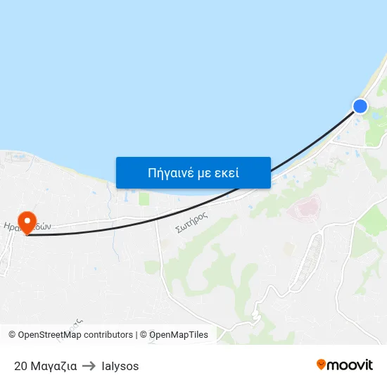 20 Μαγαζια to Ialysos map