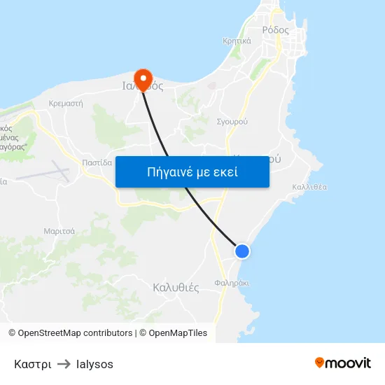 Καστρι to Ialysos map