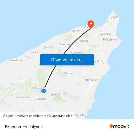Ελεουσα to Ialysos map