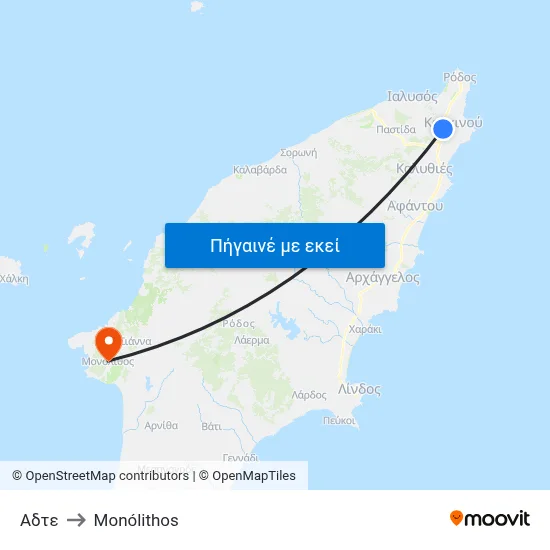 Αδτε to Monólithos map