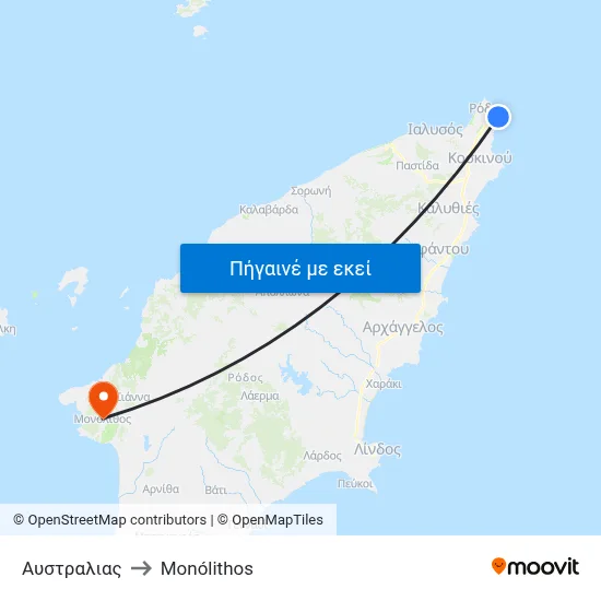 Αυστραλιας to Monólithos map