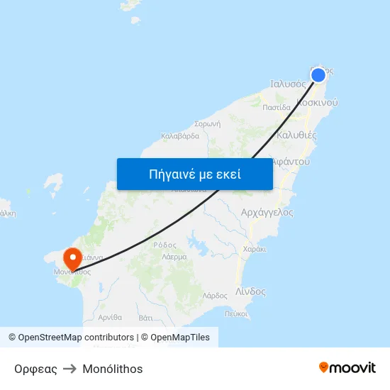 Ορφεας to Monólithos map