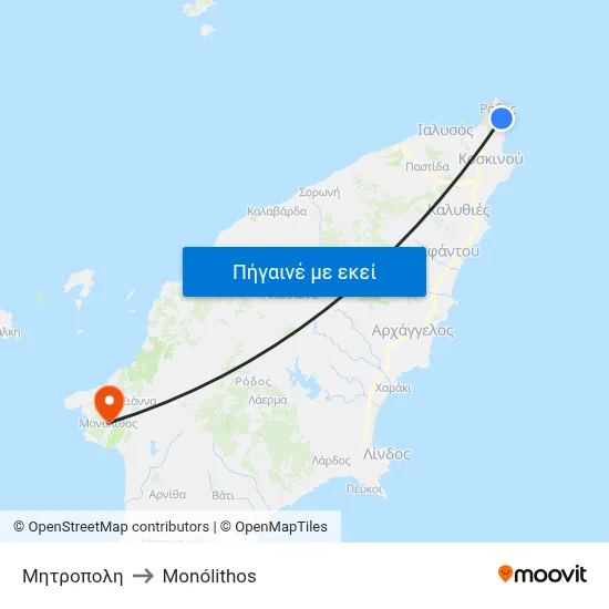 Μητροπολη to Monólithos map