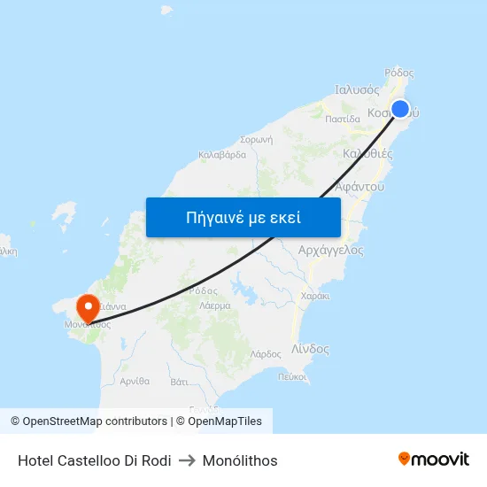 Hotel Castelloo Di Rodi to Monólithos map