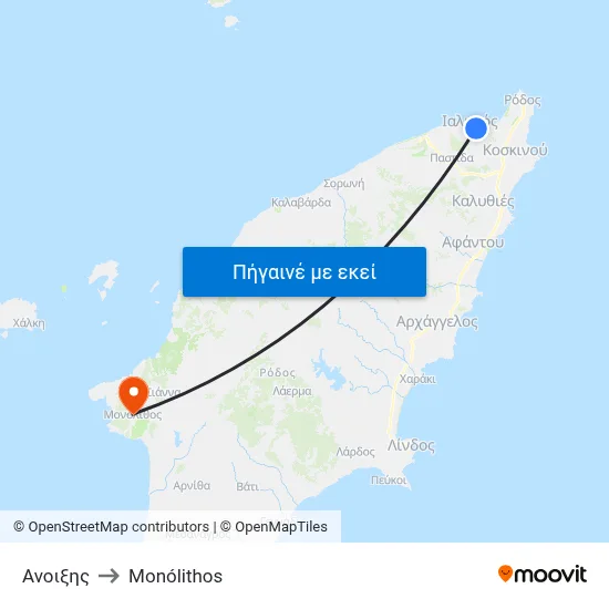 Ανοιξης to Monólithos map
