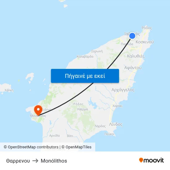 Θαρρενου to Monólithos map