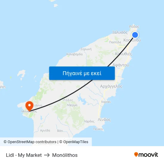 Lidl - My Market to Monólithos map