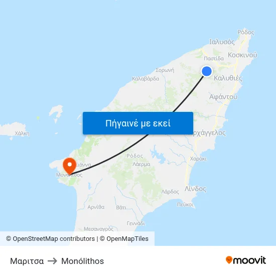 Μαριτσα to Monólithos map