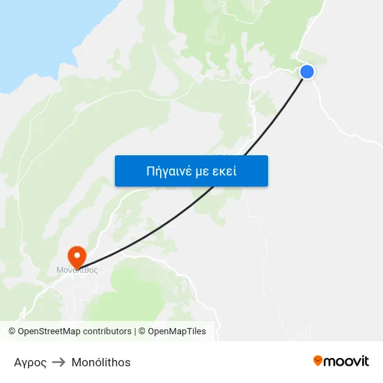Αγρος to Monólithos map
