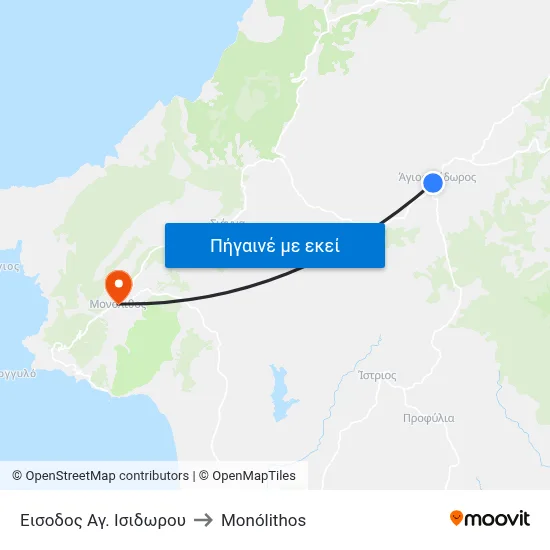 Εισοδος Αγ. Ισιδωρου to Monólithos map