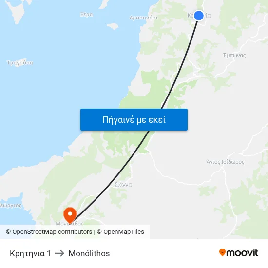 Κρητηνια 1 to Monólithos map