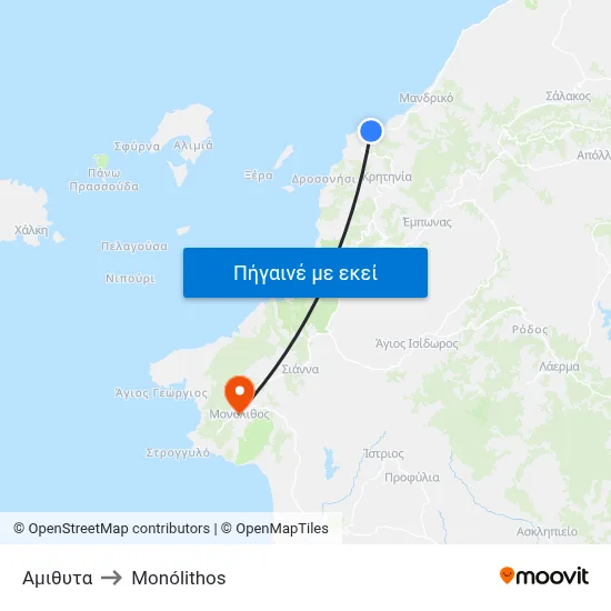 Αμιθυτα to Monólithos map