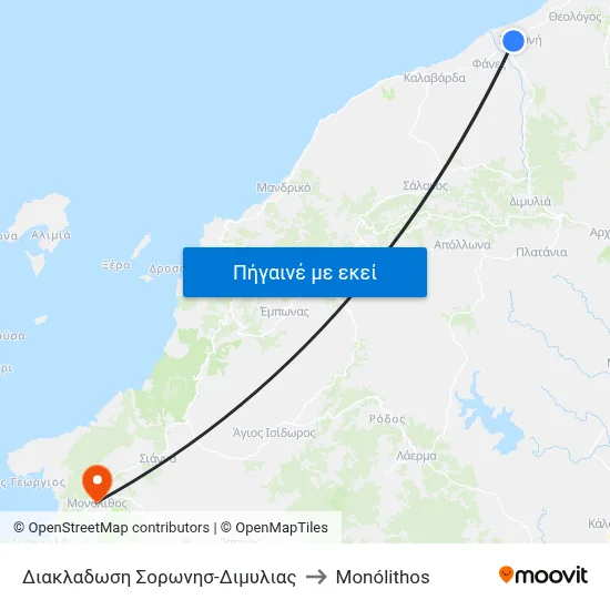 Διακλαδωση Σορωνησ-Διμυλιας to Monólithos map