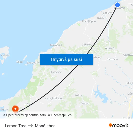 Lemon Tree to Monólithos map