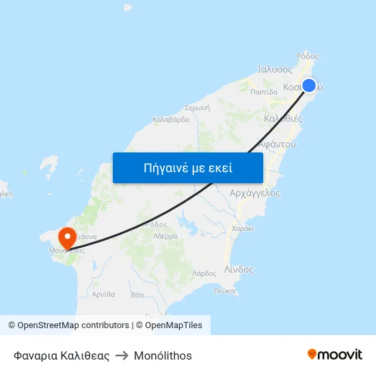 Φαναρια Καλιθεας to Monólithos map