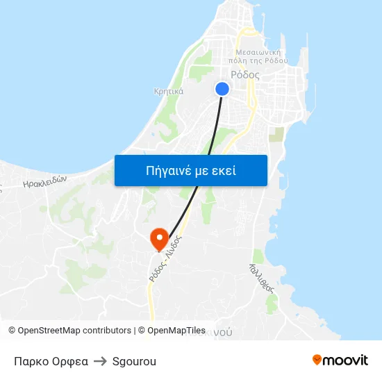 Παρκο Ορφεα to Sgourou map