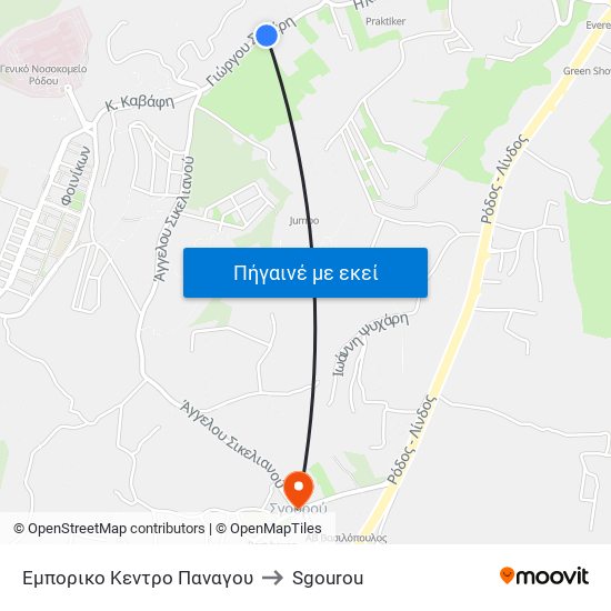 Εμπορικο Κεντρο Παναγου to Sgourou map