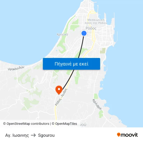 Αγ. Ιωαννης to Sgourou map