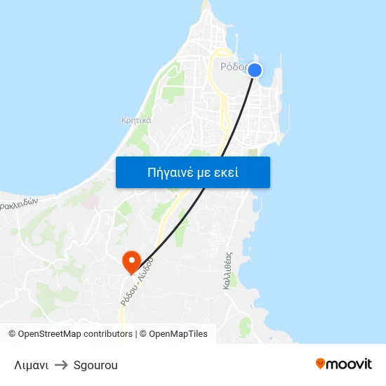 Λιμανι to Sgourou map