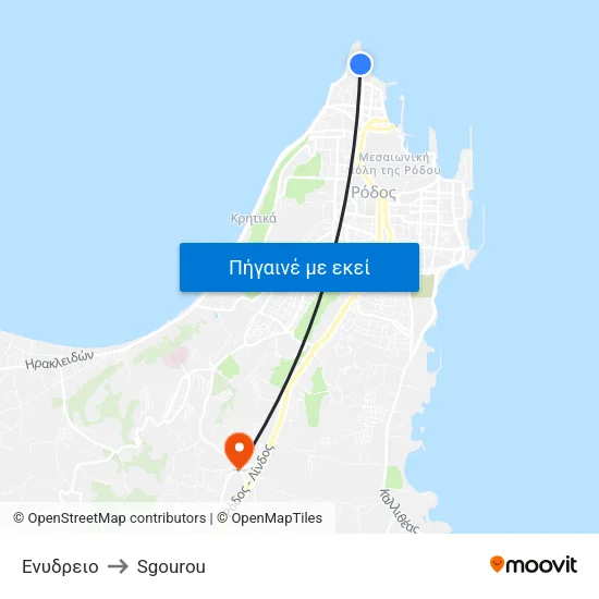 Ενυδρειο to Sgourou map