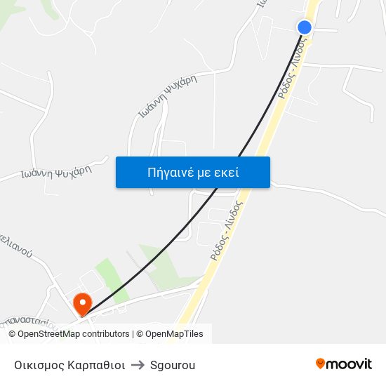 Οικισμος Καρπαθιοι to Sgourou map