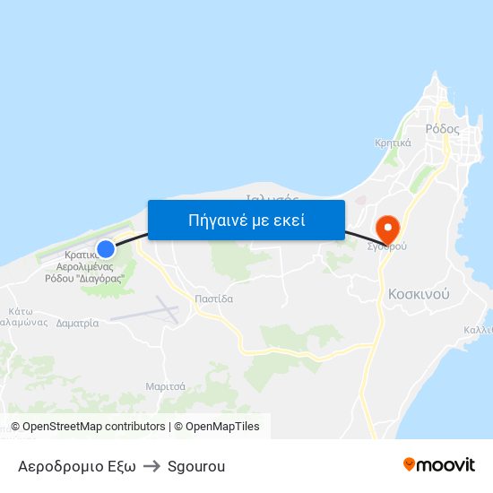 Αεροδρομιο Εξω to Sgourou map