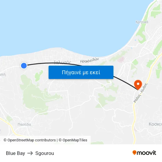 Blue Bay to Sgourou map
