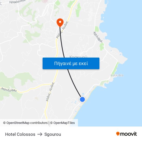 Hotel Colossos to Sgourou map