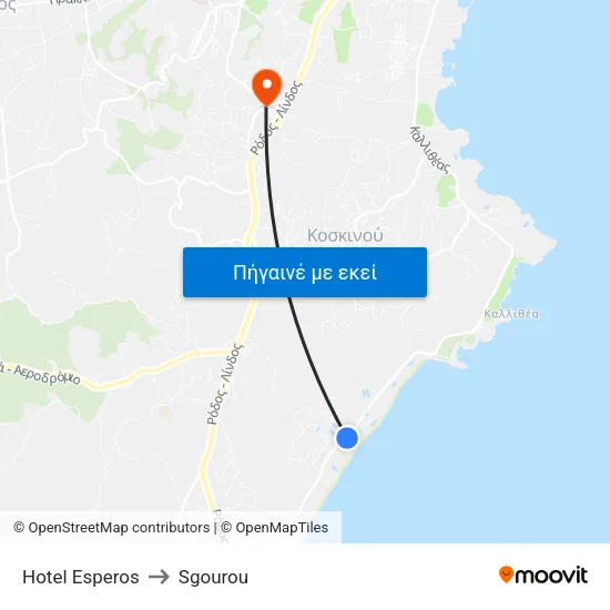 Hotel Esperos to Sgourou map