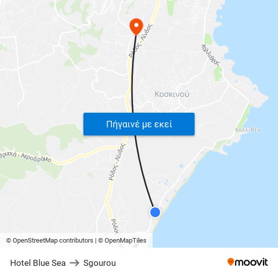 Hotel Blue Sea to Sgourou map