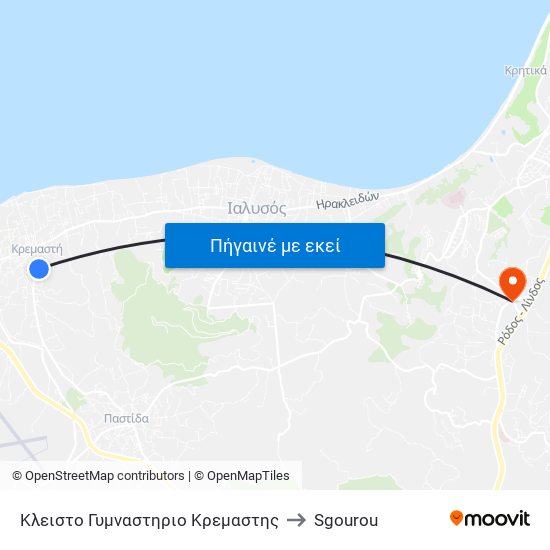 Κλειστο Γυμναστηριο Κρεμαστης to Sgourou map