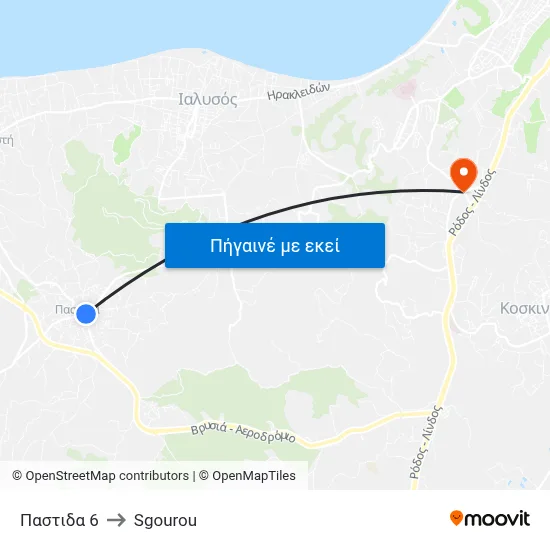 Παστιδα 6 to Sgourou map