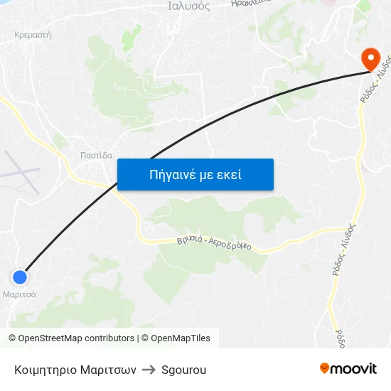Κοιμητηριο Μαριτσων to Sgourou map