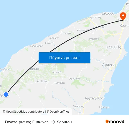 Συνεταιρισμος Εμπωνας to Sgourou map